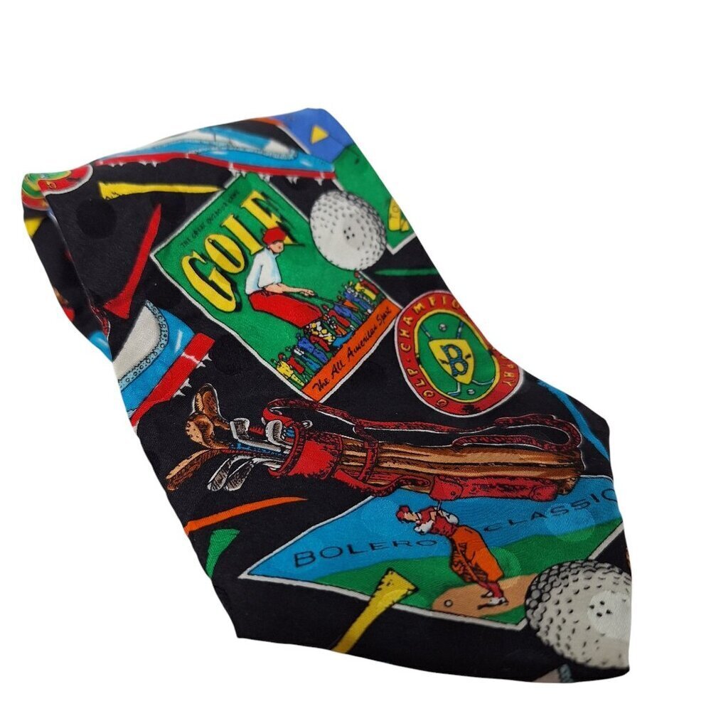 Vintage 1992 Addiction Golf Silk Necktie